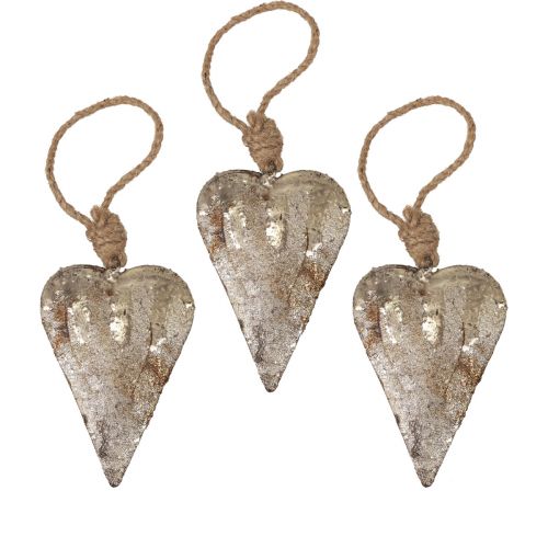 Floristik24 Decoración colgante corazones de metal decoración corazones plata 11cm 3ud