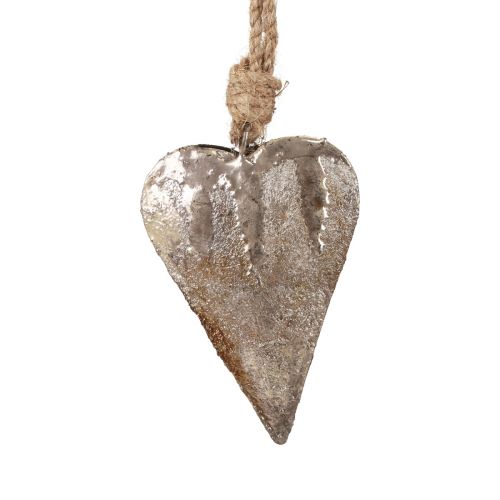 Decoración colgante corazones de metal decoración corazones plata 11cm 3ud