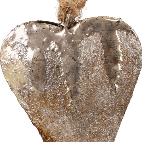 Floristik24 Decoración colgante corazones de metal decoración corazones plata 11cm 3ud