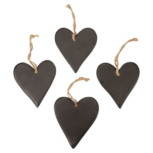 Decoración colgante corazón de pizarra corazones decorativos negro 10,5 cm 4 piezas