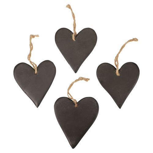 Artículo Decoración colgante corazón de pizarra corazones decorativos negro 10,5 cm 4 piezas