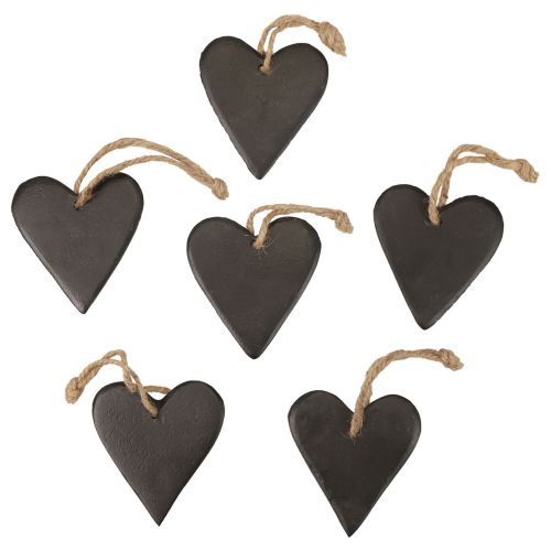 Decoración colgante corazón de pizarra corazones decorativos negro 7cm 6ud