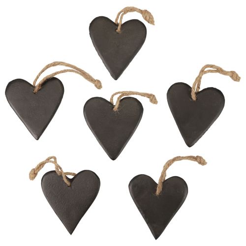 Artículo Decoración colgante corazón de pizarra corazones decorativos negro 7cm 6ud