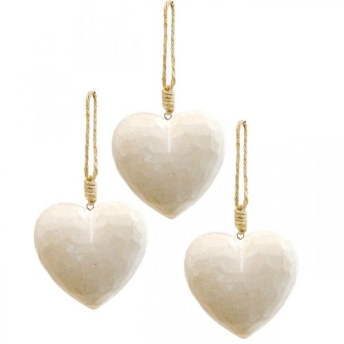 Percha decorativa de madera con forma de corazón, color blanco, 12 cm, 3 unidades