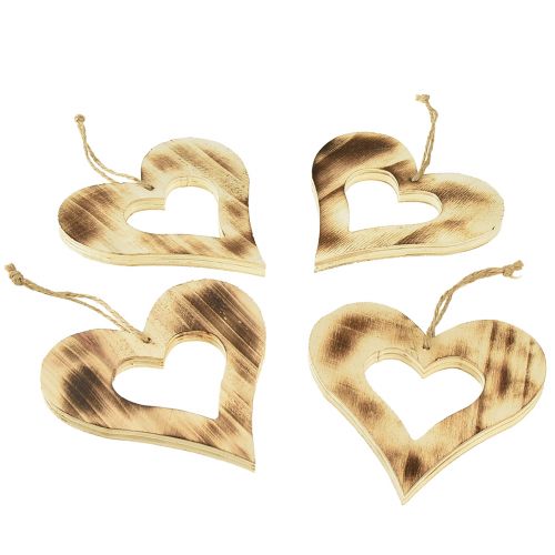 Floristik24 Colgador decorativo corazones de madera corazón en corazón flameado 15×15cm 4ud