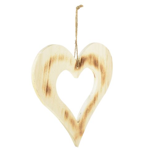 Floristik24 Corazón decorativo corazón decorativo de madera en corazón quemado natural 25x25cm