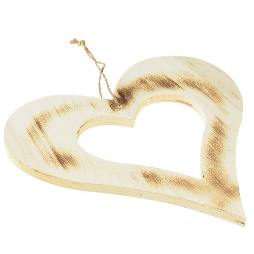 Artículo Corazón decorativo corazón decorativo de madera en corazón quemado natural 25x25cm