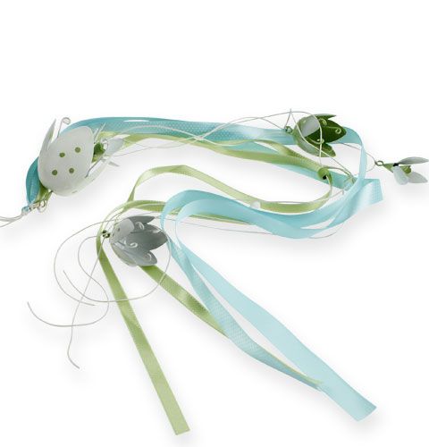 Floristik24 Percha decorativa con flores de metal y cintas de 90cm.