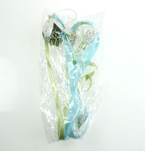 Floristik24 Percha decorativa con flores de metal y cintas de 90cm.