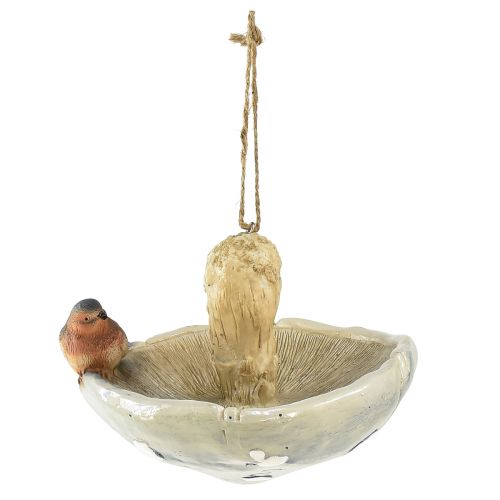Artículo Seta decorativa con decoración otoñal de pájaro para colgar Ø15cm H12cm