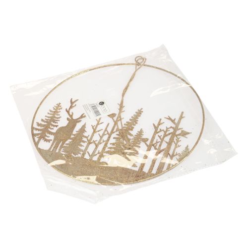 Floristik24 Anillo decorativo metal bosque ciervo decoración oro vintage Ø22,5cm