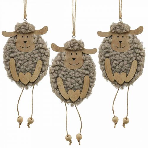 Pascua decoración oveja percha madera esponjoso 8,5×1,5×20cm 6uds