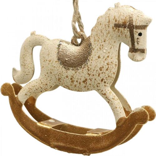 Floristik24 Deco Caballito Balancín Navidad Metal Marrón Crema 6uds