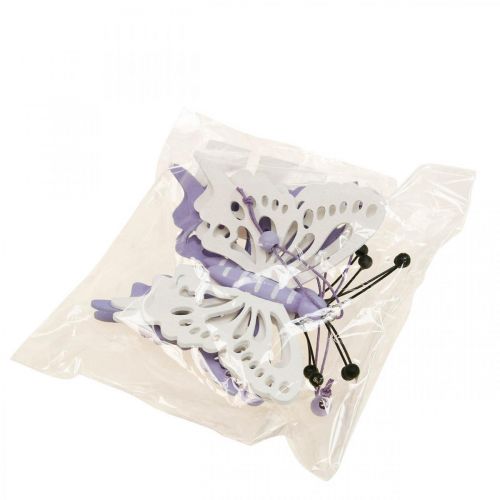 Artículo Percha decorativa mariposas madera violeta/blanco 12×11cm 4 piezas