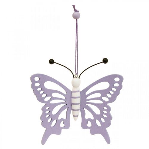 Artículo Colgador decorativo mariposas madera violeta/blanco 12×11cm 4uds