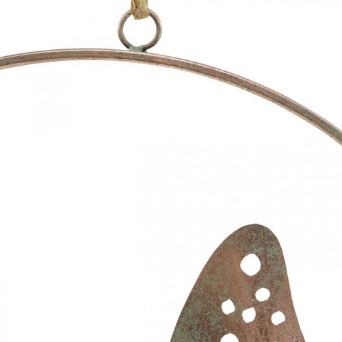 Artículo Decoración de pared decoración de mariposa anillo de metal rosa Ø38cm