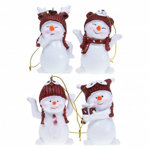 Floristik24 Decoraciones para árboles de navidad muñeco de nieve para colgar 8cm 4pcs