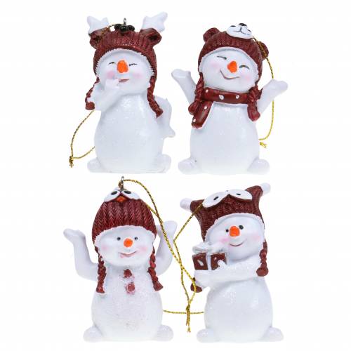 Floristik24 Decoraciones para árboles de navidad muñeco de nieve para colgar 8cm 4pcs