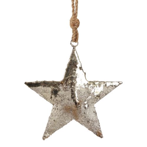 Artículo Decoración colgante estrella metal decoración navideña plata 15,5cm 3ud