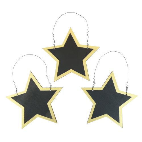 Artículo Perchas decorativas estrellas de madera oro negro Navidad Ø15cm 8 piezas