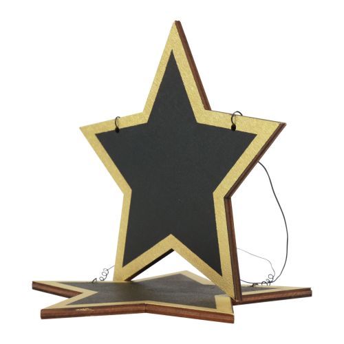 Artículo Perchas decorativas estrellas de madera oro negro Navidad Ø15cm 8 piezas