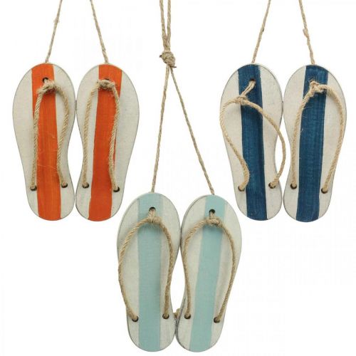 Floristik24 Chanclas decorativas decoración colgante marítimo naranja/azul H15cm 3pcs