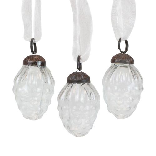Artículo Adornos navideños perchas decorativas de vidrio conos de vidrio 3×4,5cm 12 piezas