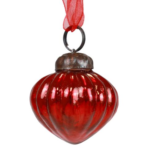 Artículo Adornos navideños perchas decorativas de vidrio vidrio rojo 3,5×4cm 12 piezas