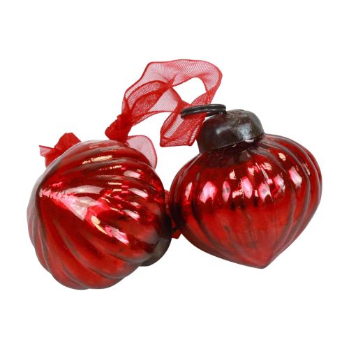 Artículo Adornos navideños perchas decorativas de vidrio vidrio rojo 3,5×4cm 12 piezas