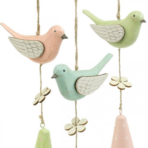 Floristik24 Pájaros decorativos Madera para colgar Pájaro con flor Móvil H30cm 3pcs