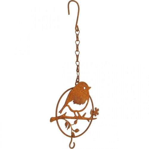 Artículo Pájaro de metal para colgar, comedero, pájaro con pátina de anzuelo 11,5×13cm