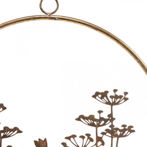 Floristik24 Decoración de pared flores decoración de metal para colgar oro antiguo Ø38cm