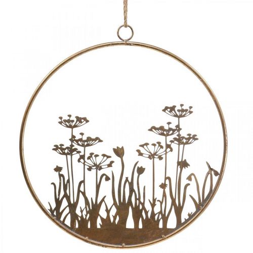 Floristik24 Decoración de pared flores decoración de metal para colgar oro antiguo Ø38cm