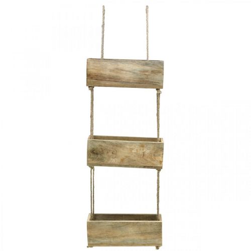 Artículo Cajas de plantas en una cuerda, estante colgante para plantar, decoración de madera colores naturales L98cm W30cm