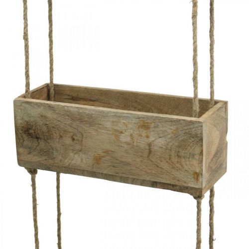 Artículo Cajas de plantas en una cuerda, estante colgante para plantar, decoración de madera colores naturales L98cm W30cm