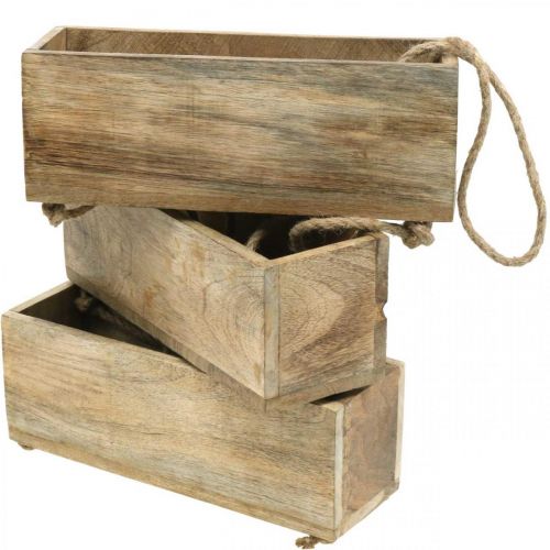 Floristik24 Cajas de plantas en una cuerda, estante colgante para plantar, decoración de madera colores naturales L98cm W30cm