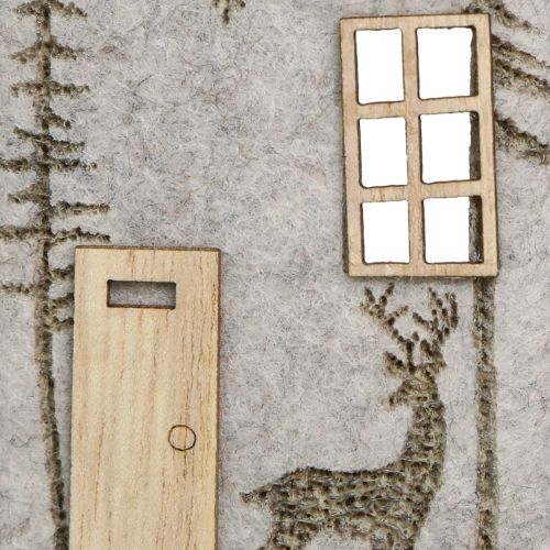 Artículo Casita para colgar decoración navideña en fieltro beige 15cm 6uds