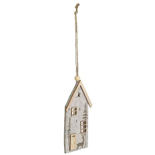 Artículo Casita para colgar decoración navideña en fieltro beige 15cm 6uds