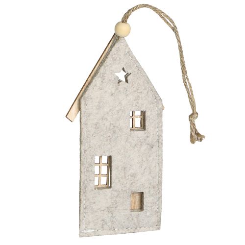 Artículo Casita para colgar decoración navideña en fieltro beige 15cm 6uds