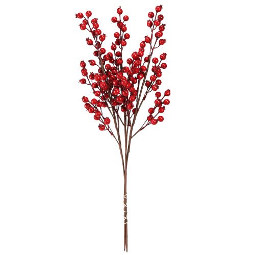 Artículo Decoración de escaramujo, ramas decorativas artificiales, rojo, L62 cm, 3 piezas