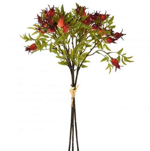 Artículo Decoración de escaramujo ramas de escaramujo artificiales rojas 48cm 3 piezas