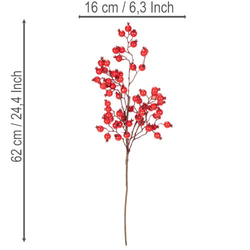 Rama artificial de rosa mosqueta con bayas brillantes, 62 cm. | Floristik24.es
