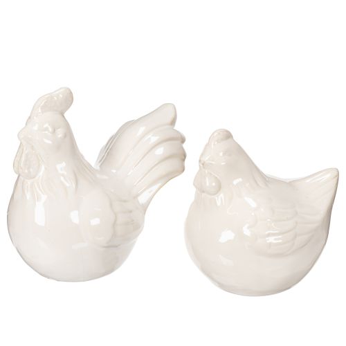 Artículo Figura de pollo, esmaltada brillante, para decoración moderna del hogar, 17 cm, 2 piezas