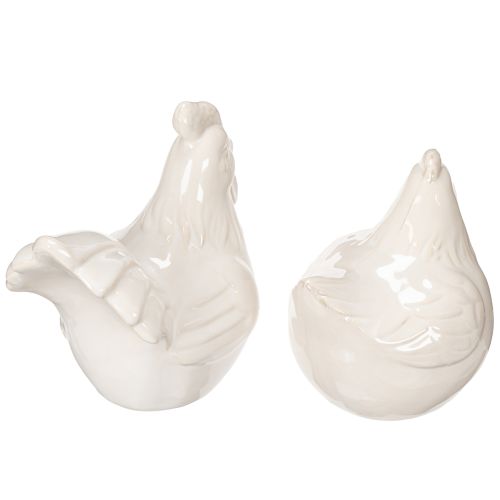 Artículo Figura de pollo, esmaltada brillante, para decoración moderna del hogar, 17 cm, 2 piezas