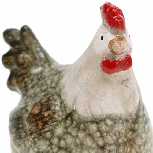 Floristik24 Figuras decorativas gallina y gallo gris, blanco, rojo 10,2cm x 7cm H12,7cm 2uds
