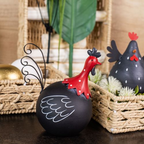 Artículo Gallo decoración de Pascua decoración de metal pollo negro rojo Al. 13,5 cm