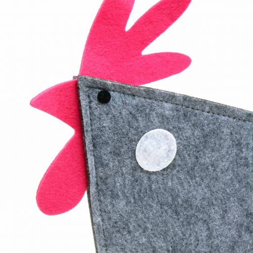 Floristik24 Gallo decorativo de fieltro con lunares gris, blanco, rosa 30cm x 5cm H31.5cm Decoración Pascua, escaparate