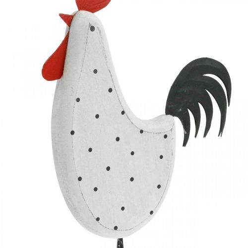 Floristik24 Gallo decorativo madera punteado blanco figura decorativa Pascua H21cm 2pcs