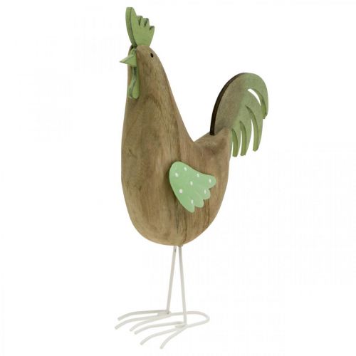 Figura decorativa gallo madera metal verde decoración de mesa Pascua H23cm | Floristik24.es