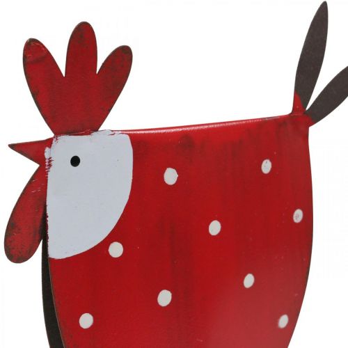 Floristik24 Gallo decorativo Metal Rojo, Blanco Pascua Decoración H18.5cm Surtido 2pcs